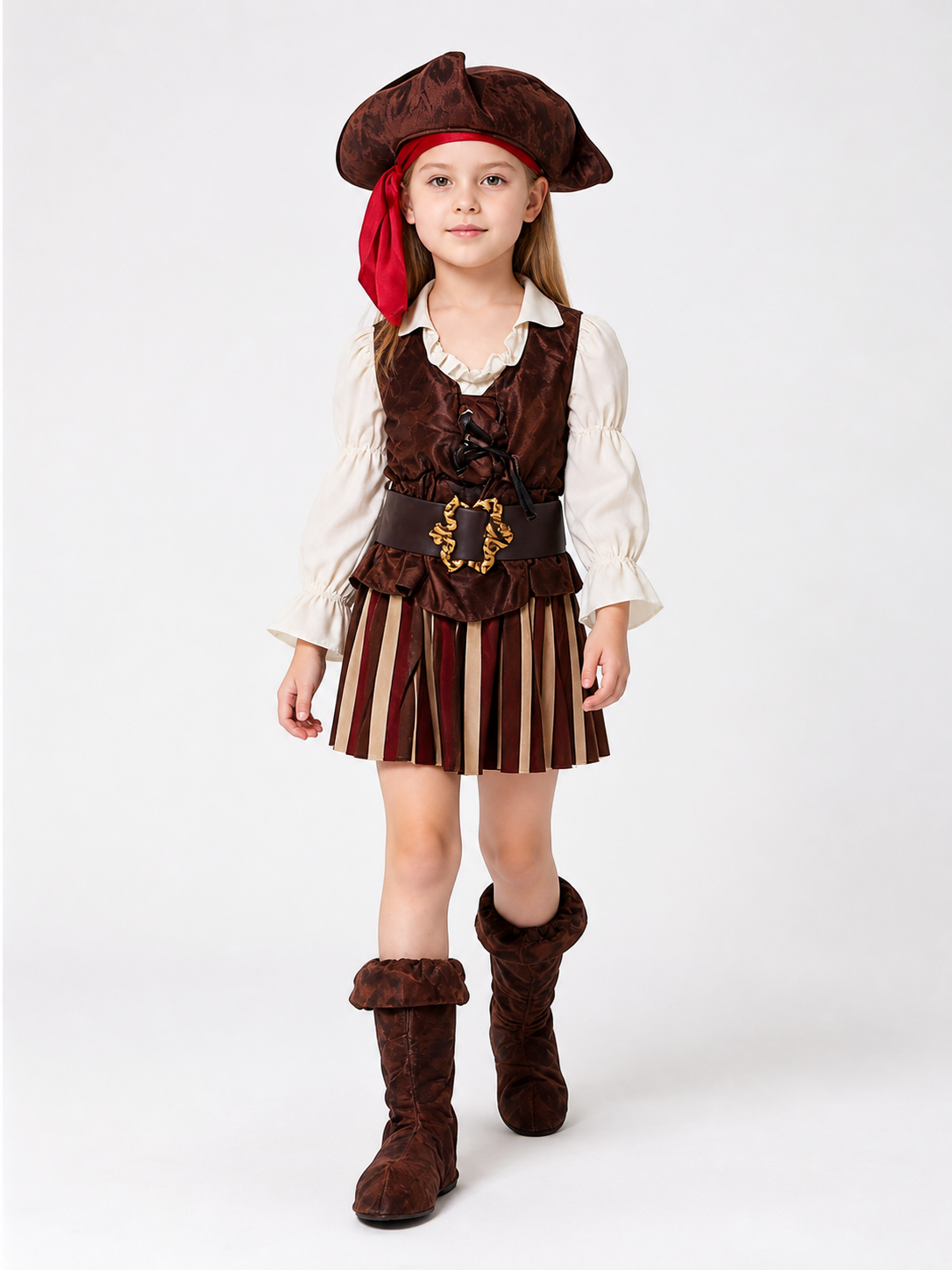 Children’s Pirate Costume with Striped Skirt and Hat product detail 2