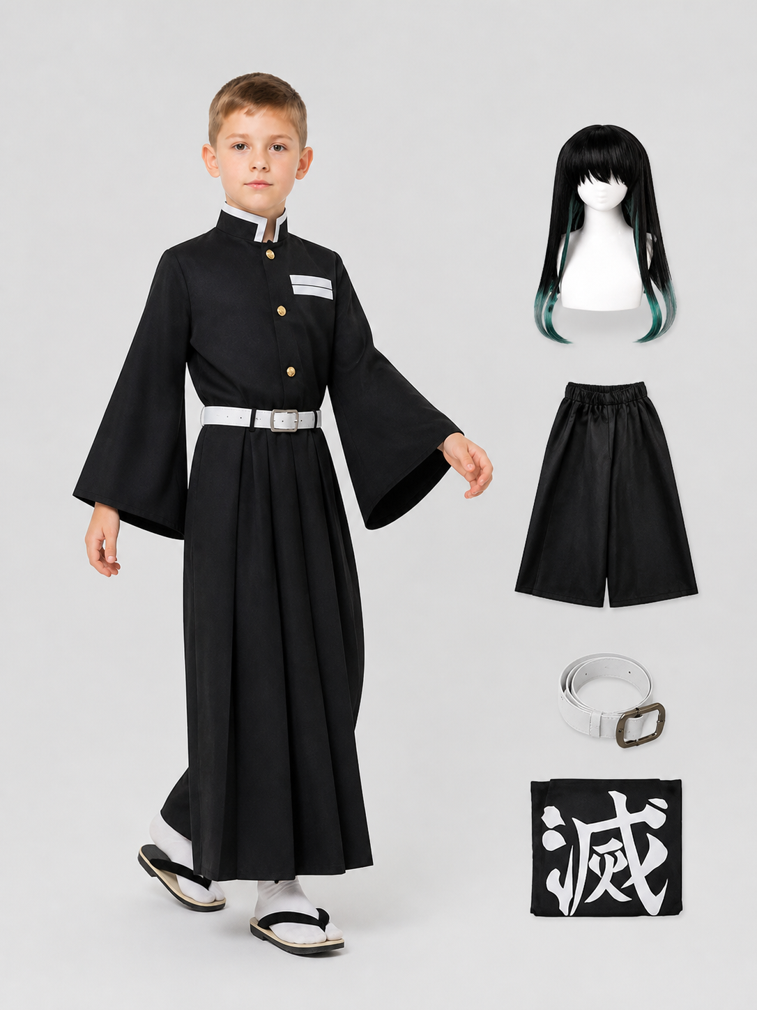 Tokito Muichiro Cosplay Costume with Belt and Wig Costume Wigs detail 2