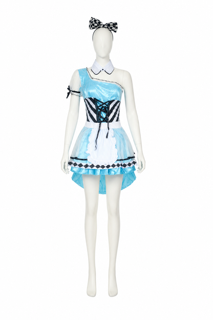 Princess Dress with Apron and Checkered Headband Costume Dresses detail