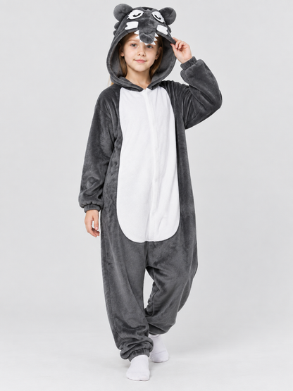 Insulated Hooded Pajama Jumpsuit with White Insert