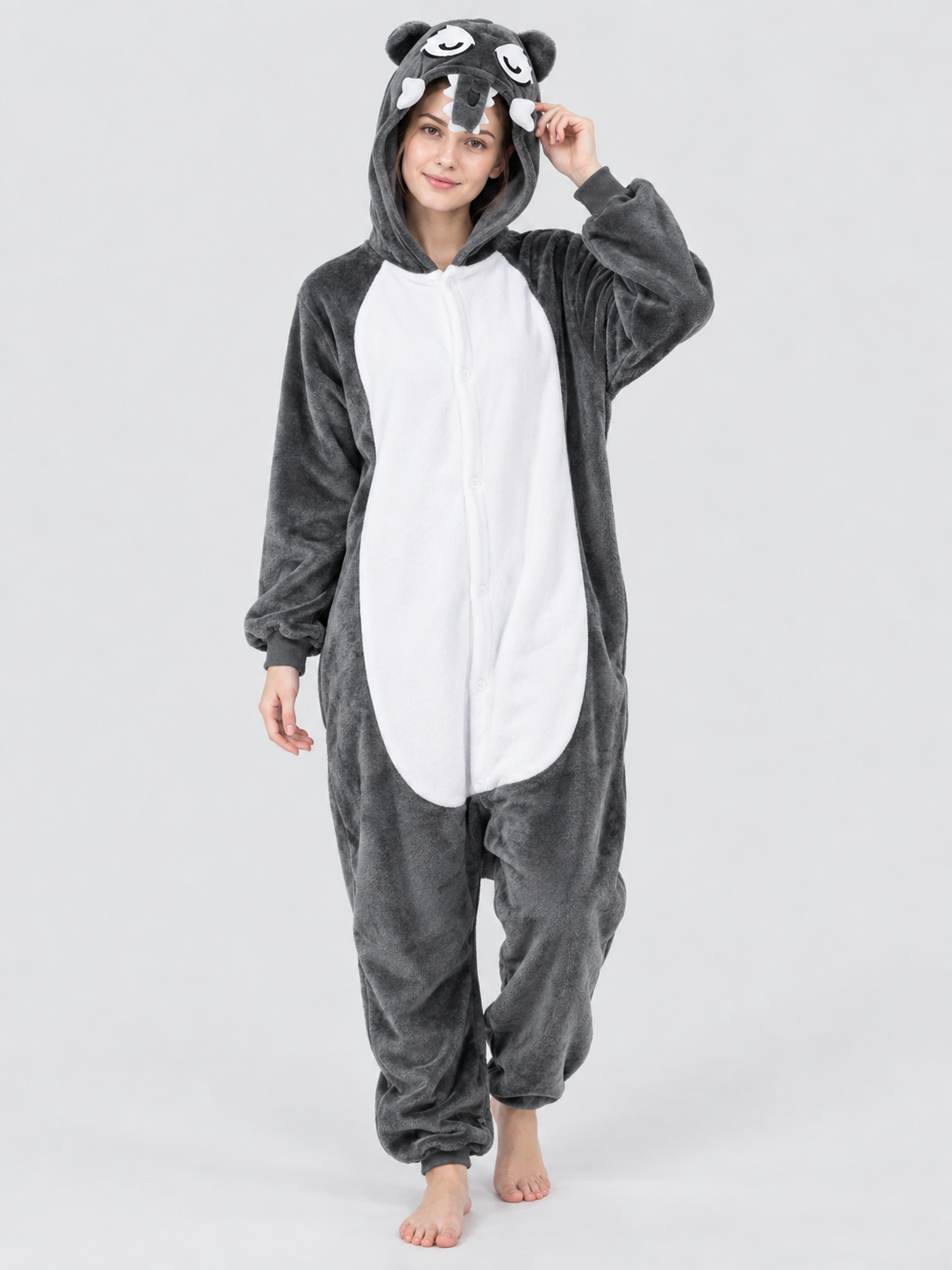 Animal Head Hooded Kigurumi Jumpsuit