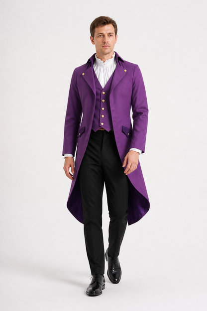 Men’s Retro-Punk Tailcoat with Gold Buttons product detail 2