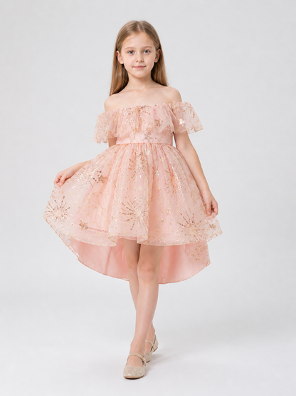 Girls' Formal Dress with Sequins, Tulle, and Train Costume Dresses detail 2