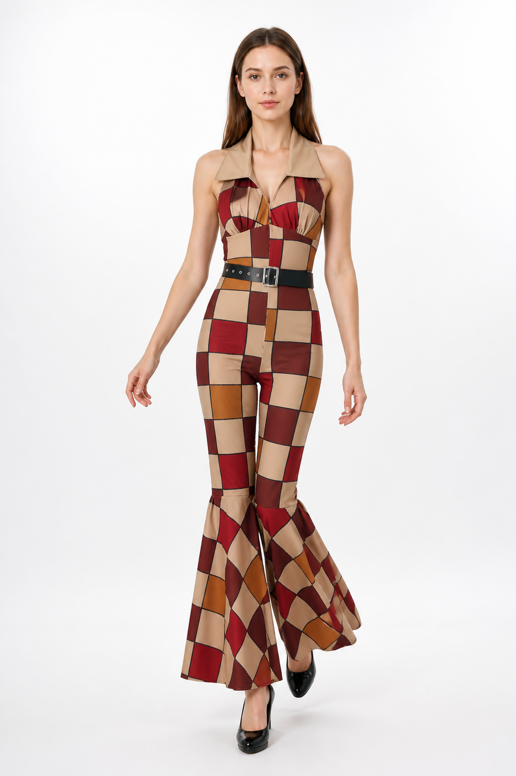 Jumpsuit with Geometric Print and Flared Pants product detail