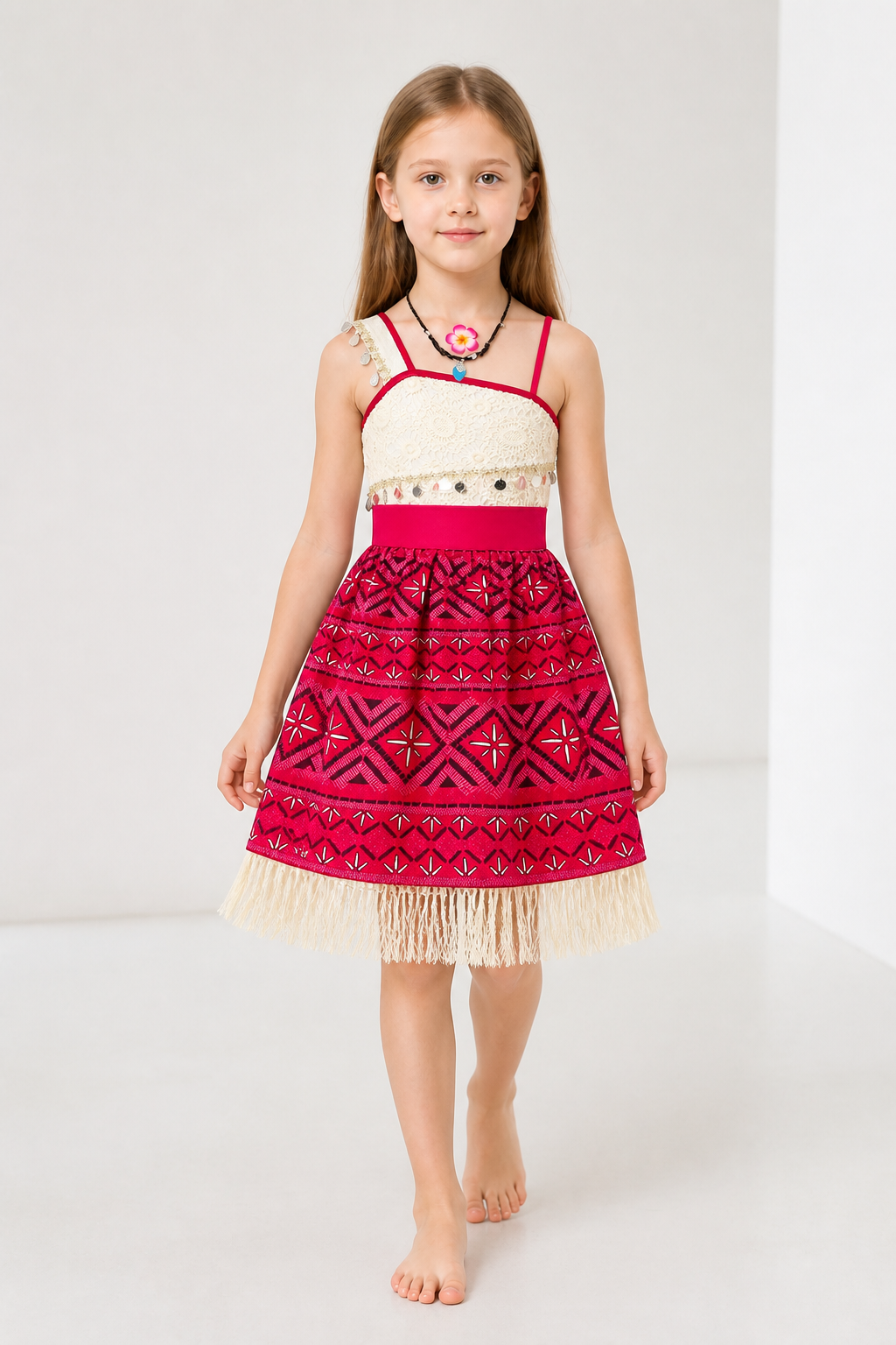 Moana Carnival Dress with Fringe and Lace