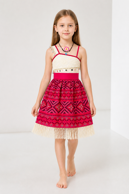 Moana Carnival Dress with Fringe and Lace