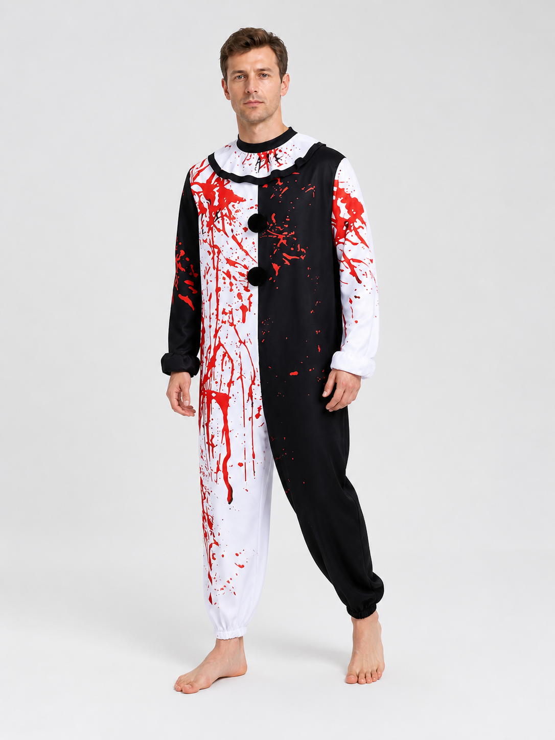 “Sinister Clown” Cosplay Costume, Black and White Jumpsuit product detail 2
