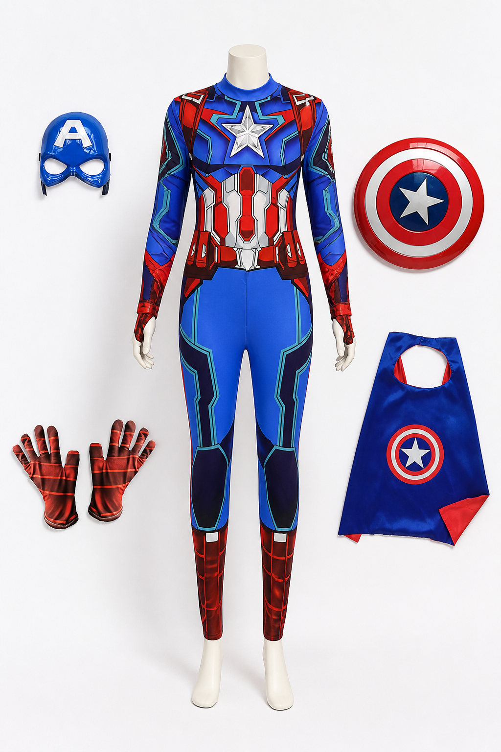 Captain America Costume with Cape and Mask Costume Capes detail 2