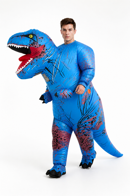 Blue Dinosaur Costume with Open Mouth and Long Tail Costumes detail 2