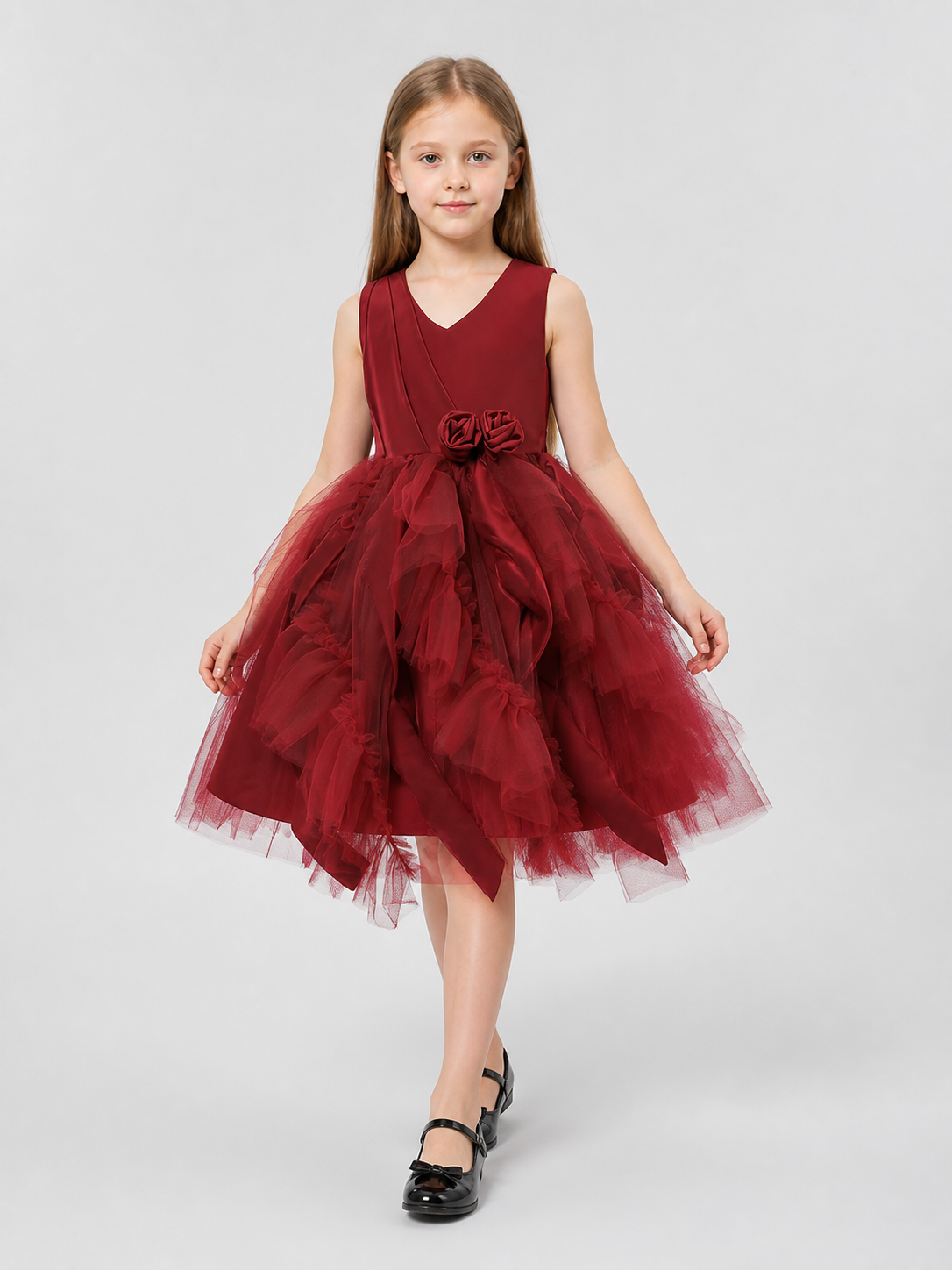 Festive Girls’ Bubble Dress with a Rose and Tulle product detail 2