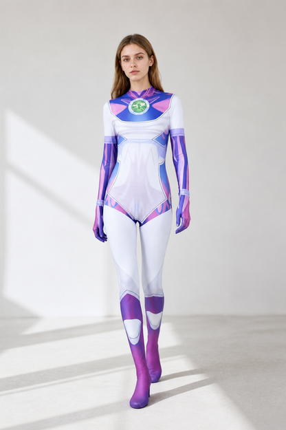 Raven DC Cosplay Jumpsuit with Geometric Print Costumes detail 2