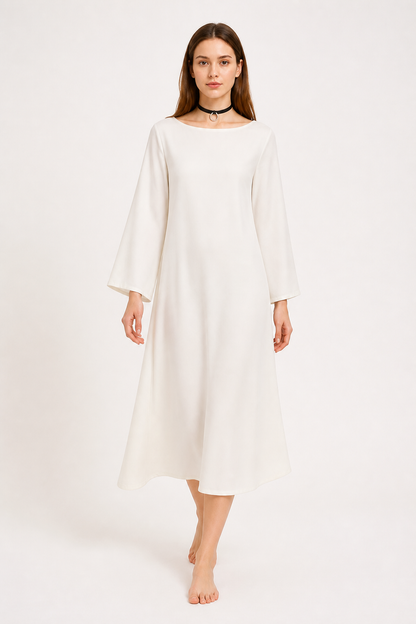 White Loose-Fit Dress with Flared Sleeves Costume Dresses detail