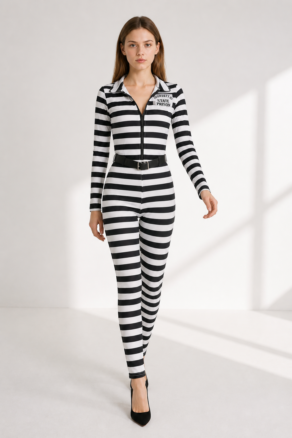 Striped Hooded Jumpsuit with Belt product detail 2