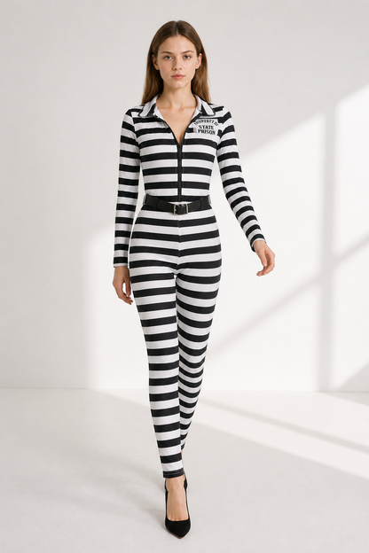 Striped Hooded Jumpsuit with Belt product detail 2