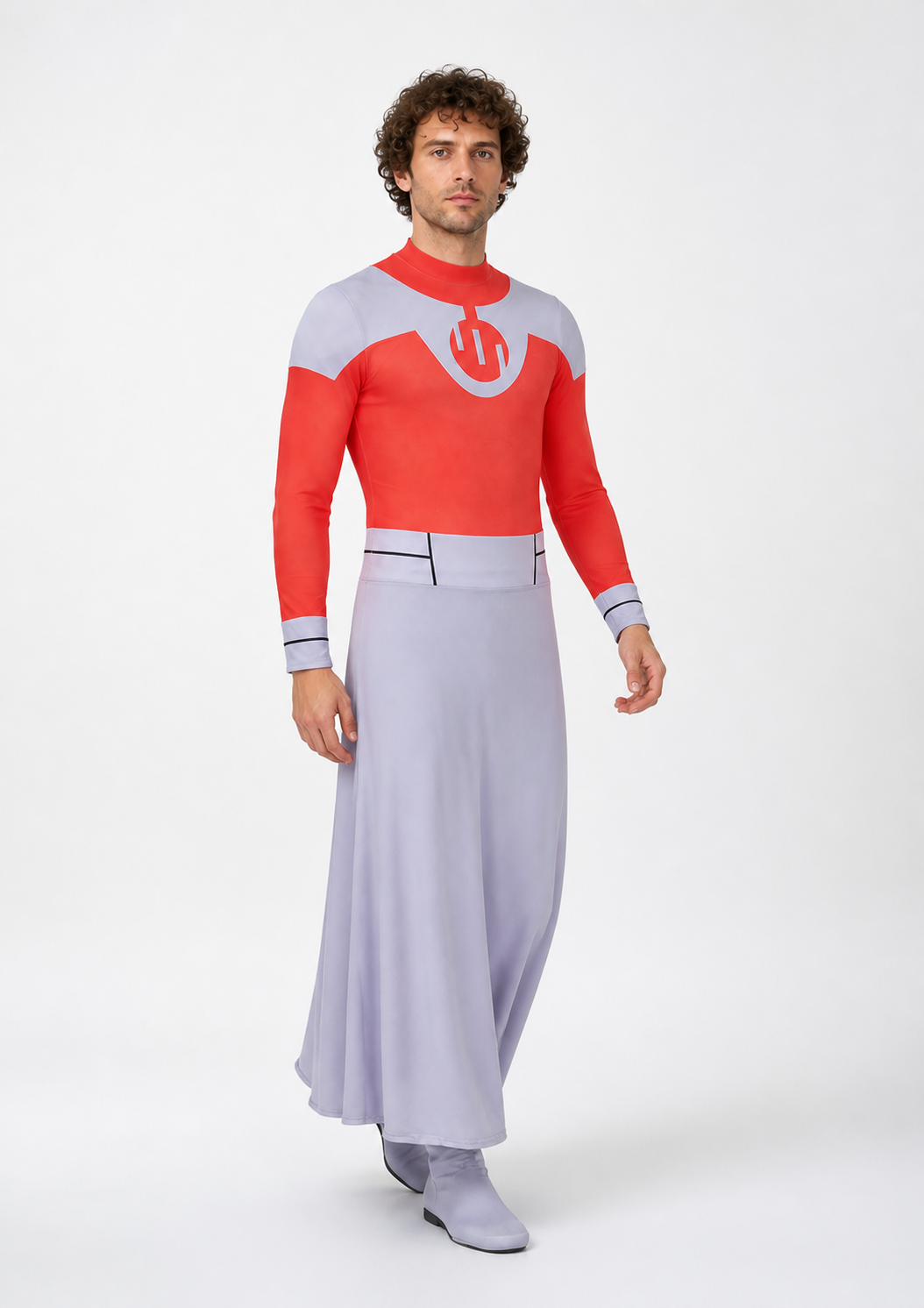 Red and Gray Cosplay Jumpsuit Costume Costumes detail