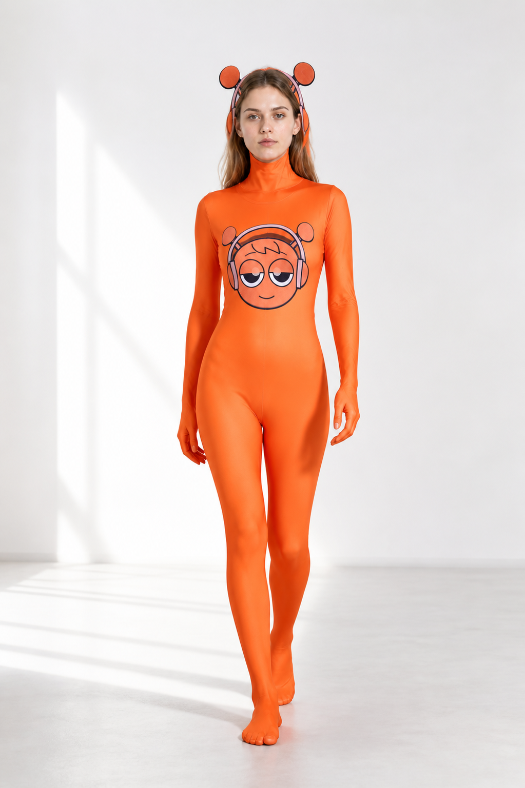 Orange Sprunki Jumpsuit Costume with Print Costumes detail 2