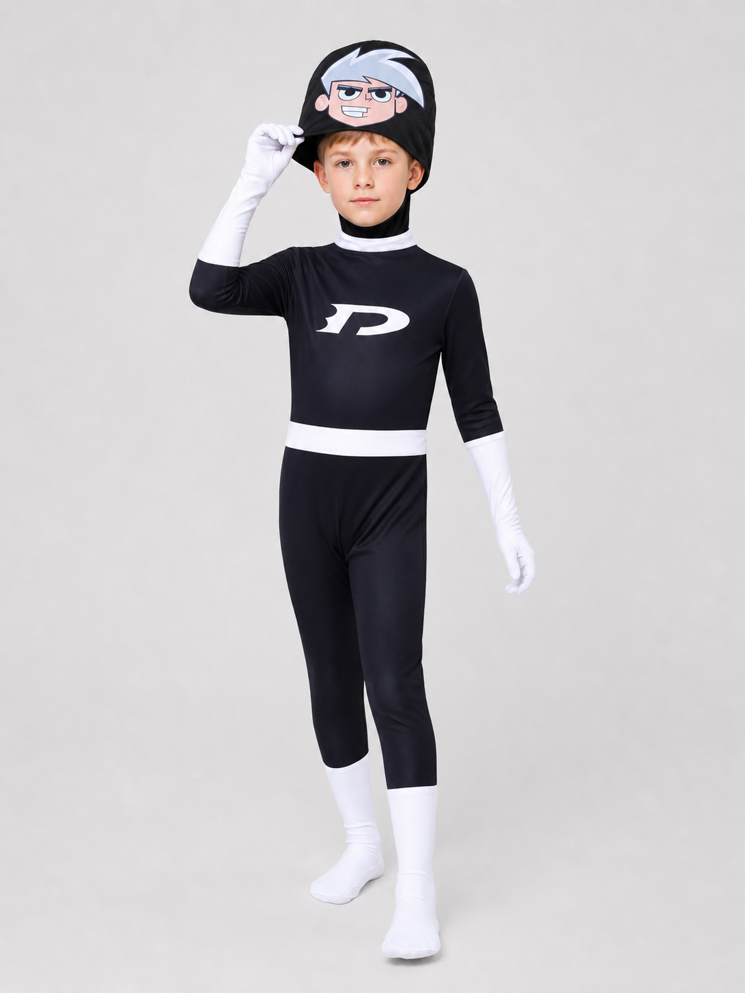 Danny Phantom Cosplay Costume, Black Jumpsuit Costumes detail