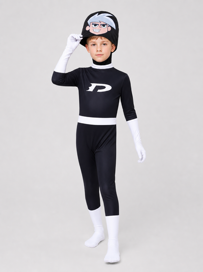 Danny Phantom Cosplay Costume, Black Jumpsuit Costumes detail