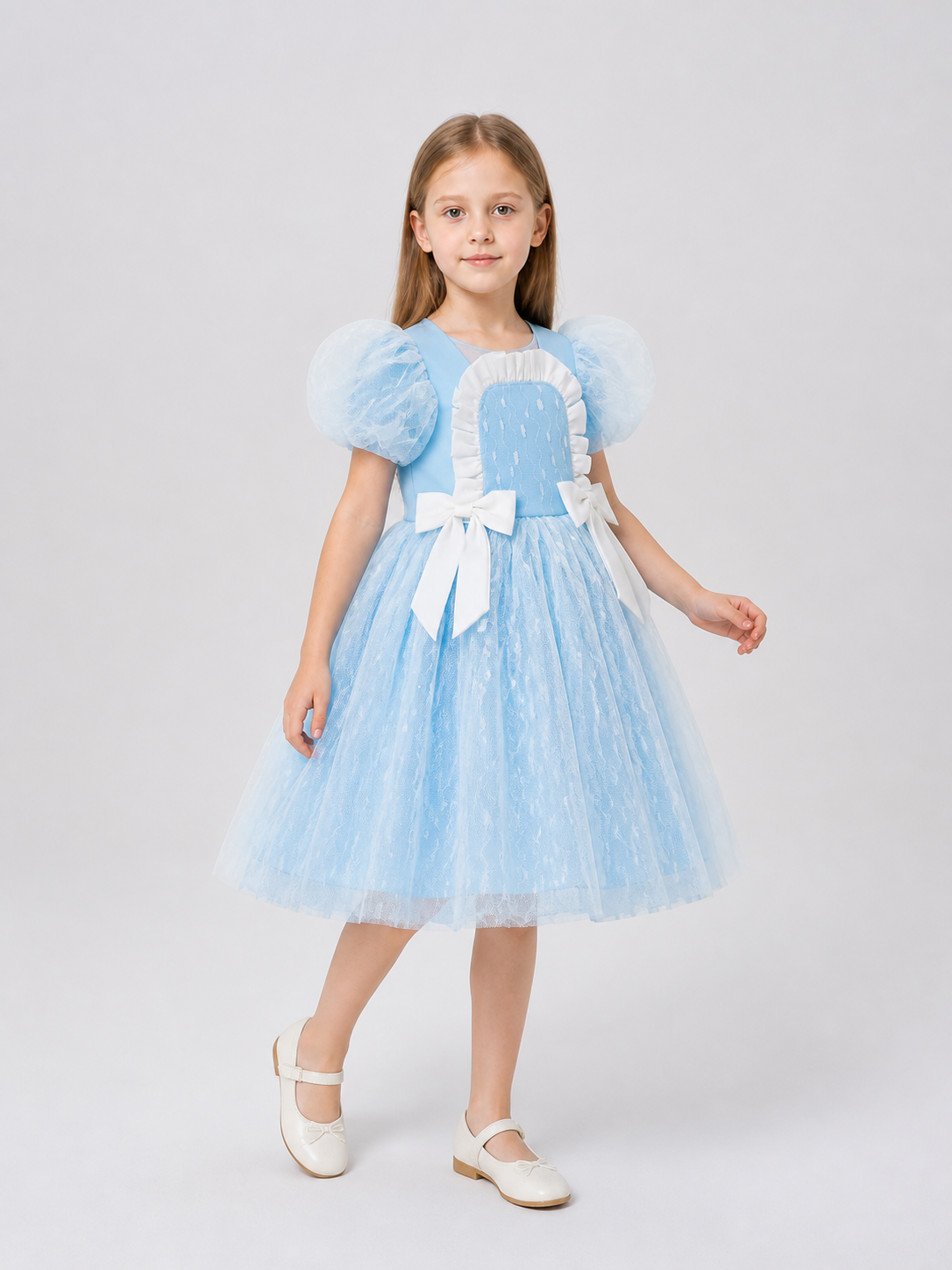 Princess Dress for Girls with a Full Skirt and Bow Costume Dresses detail 2