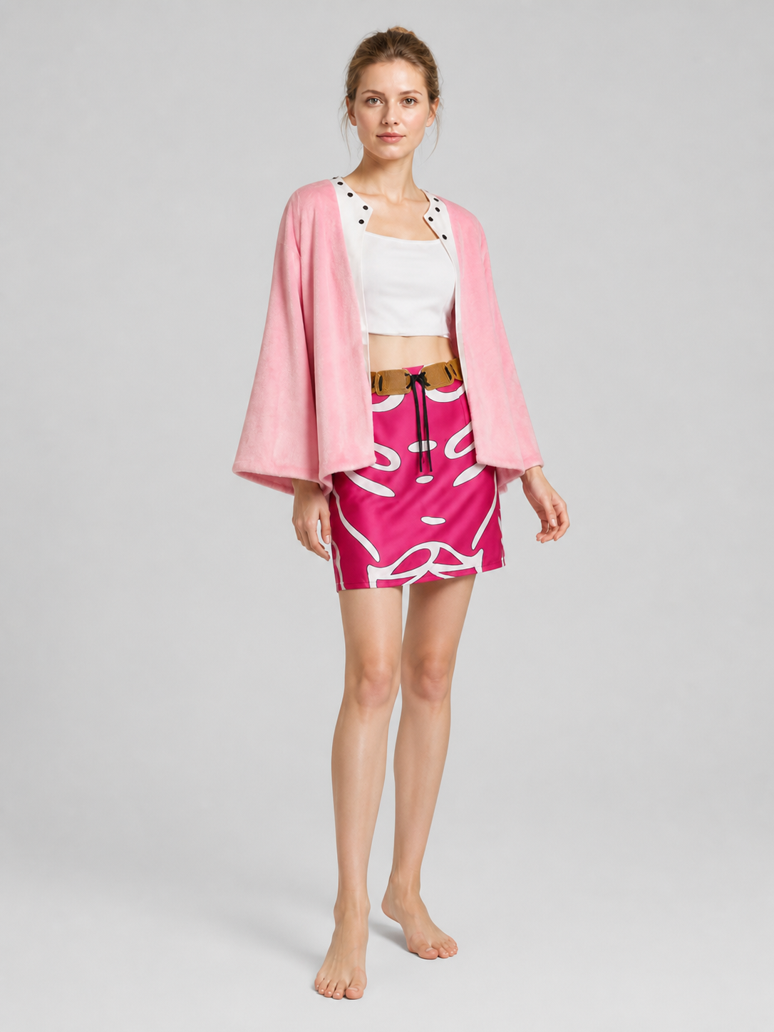 One Piece Doflamingo Cosplay Costume with Skirt and Jacket Costumes detail 2