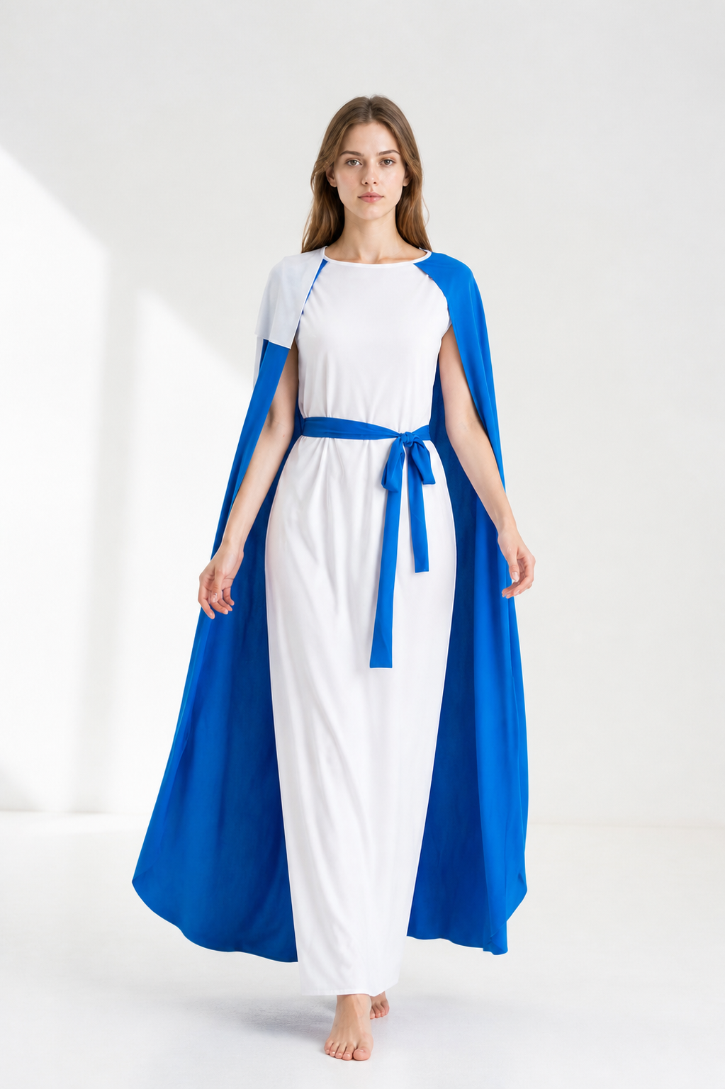 Pharaoh Costume with White Turban and Blue Cape Costume Capes detail 2