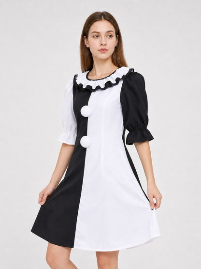 Black and White Clown Costume for Stage and Parties