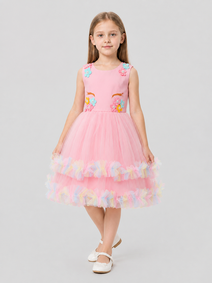 Girls' Princess Dressy Dress with Flowers and Bows Costume Dresses detail 2