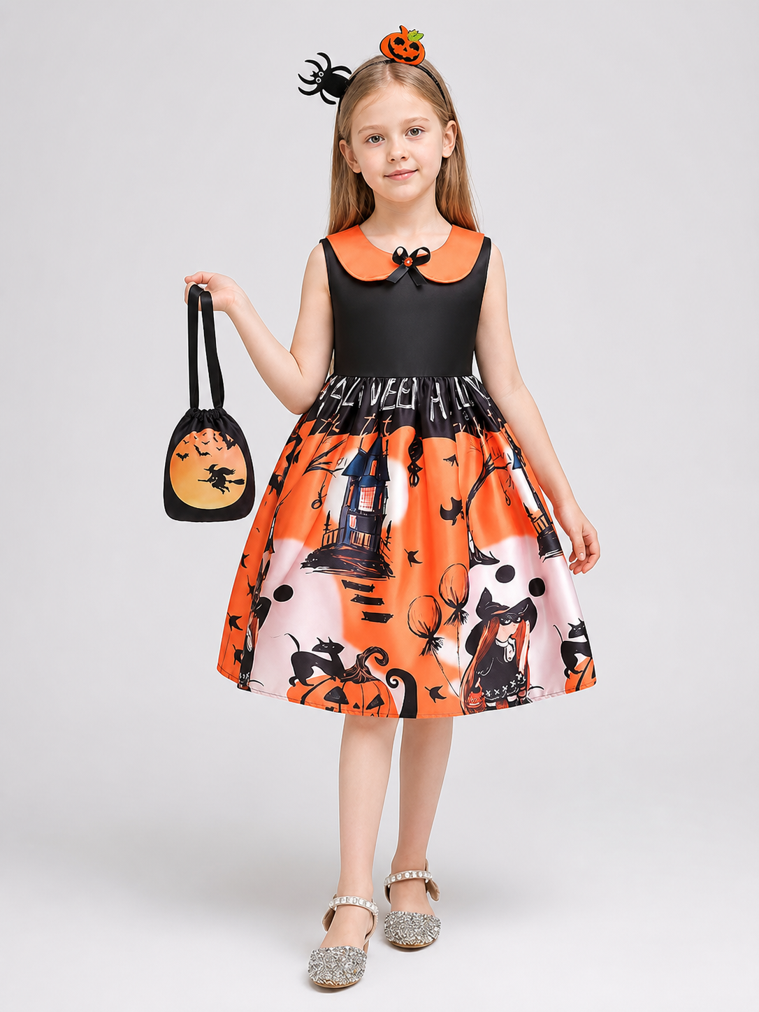 Kids’ Halloween Cosplay Dress with Headband product detail 2