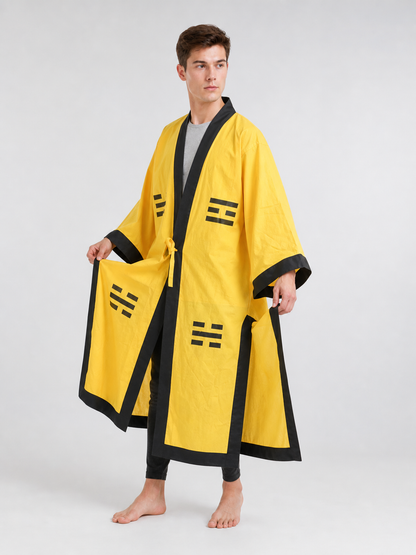 Yellow Taoist Costume with Black Trim and Hat