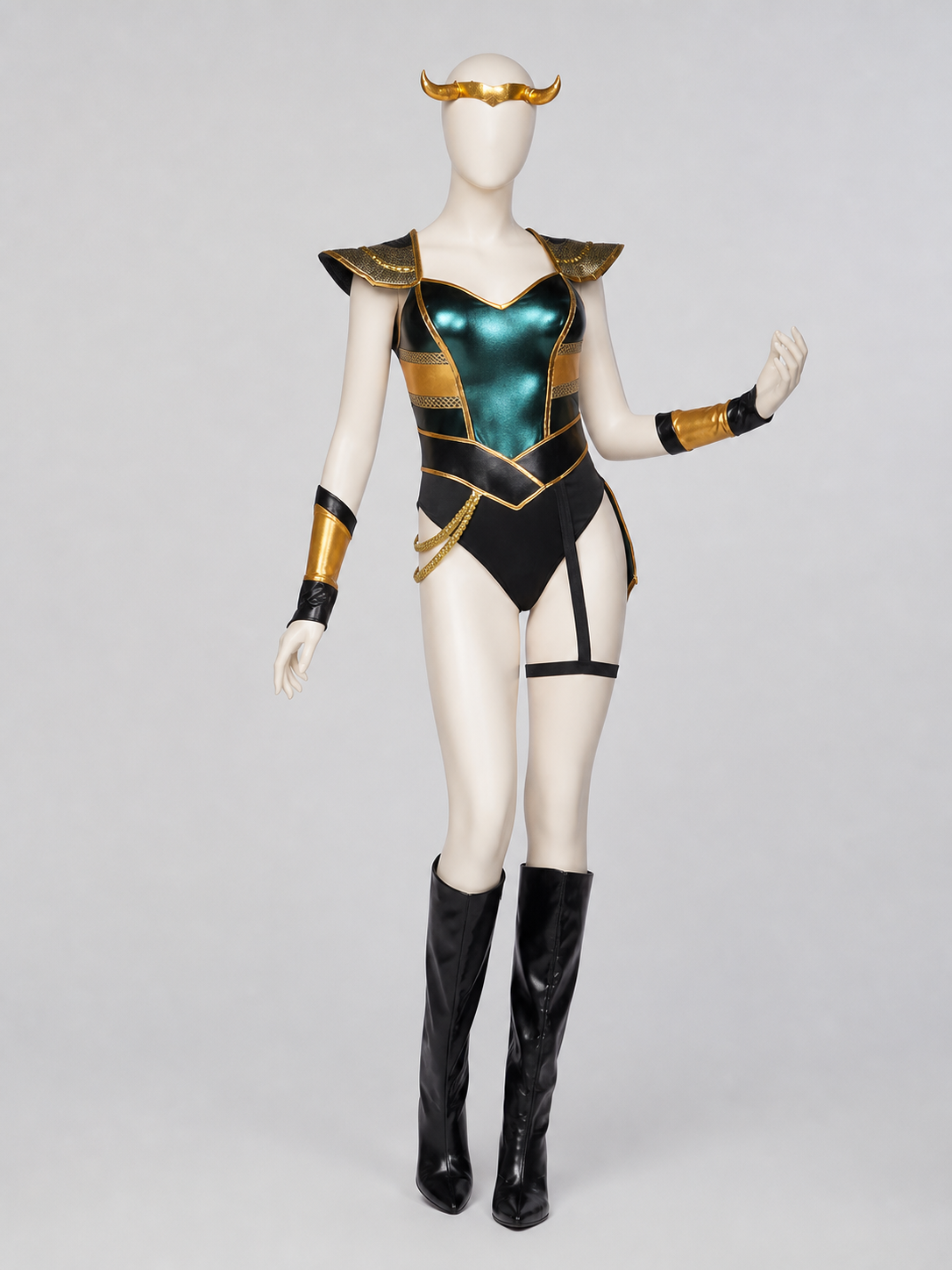 Cleopatra Costume with Gold Accents, Black and Turquoise, M-XL Costumes detail