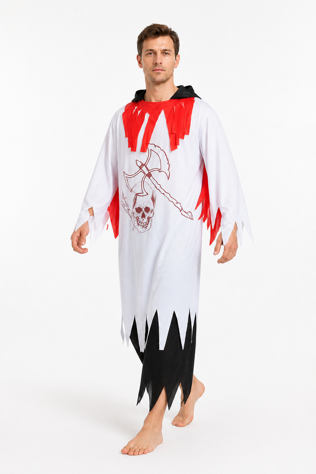 Zombie robe with a jagged hem and axe design for Halloween Costumes detail 2