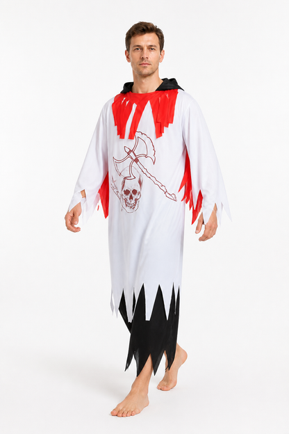 Zombie robe with a jagged hem and axe design for Halloween Costumes detail 2