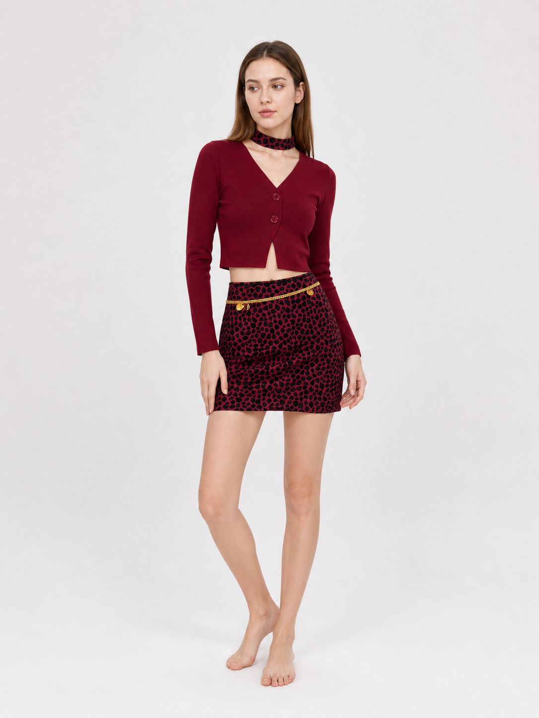 Mary Cosplay Costume: Burgundy Top and Skirt
