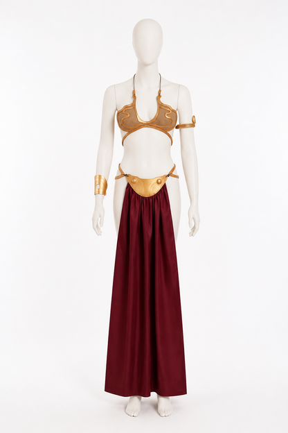 Burgundy and Gold Halloween Cosplay Costume with Skirt Costumes detail