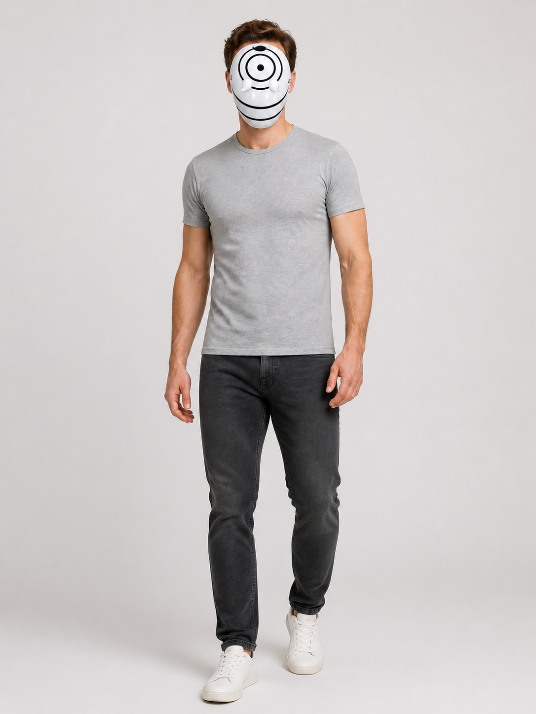 Tobi Mask, Anime Cosplay, White with Black Pattern Costume Masks detail 2