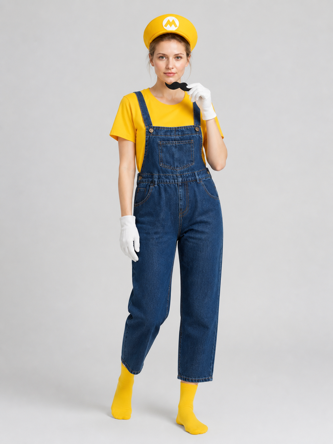 Mario Costume with T-Shirt and Denim Bib Overalls Costumes detail 2