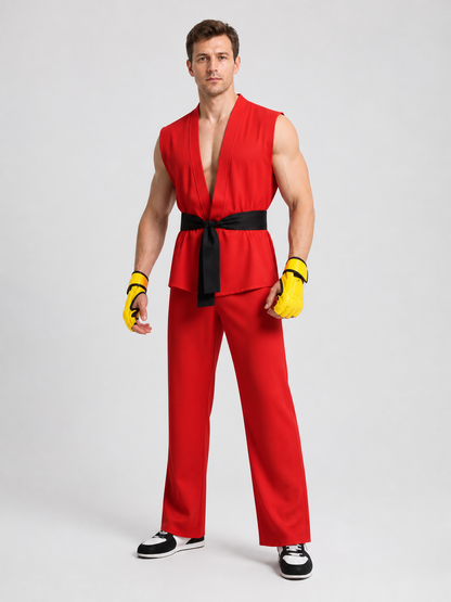 Ken Street Fighter Cosplay Costume, Vest and Pants Costumes detail 2