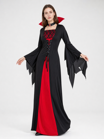 Vampire Costume: Long Black and Red Dress