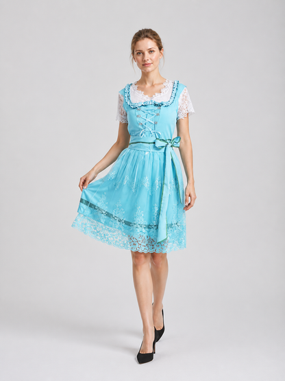 Short Light Blue Dress with Lace and Lacing Costume Dresses detail 2