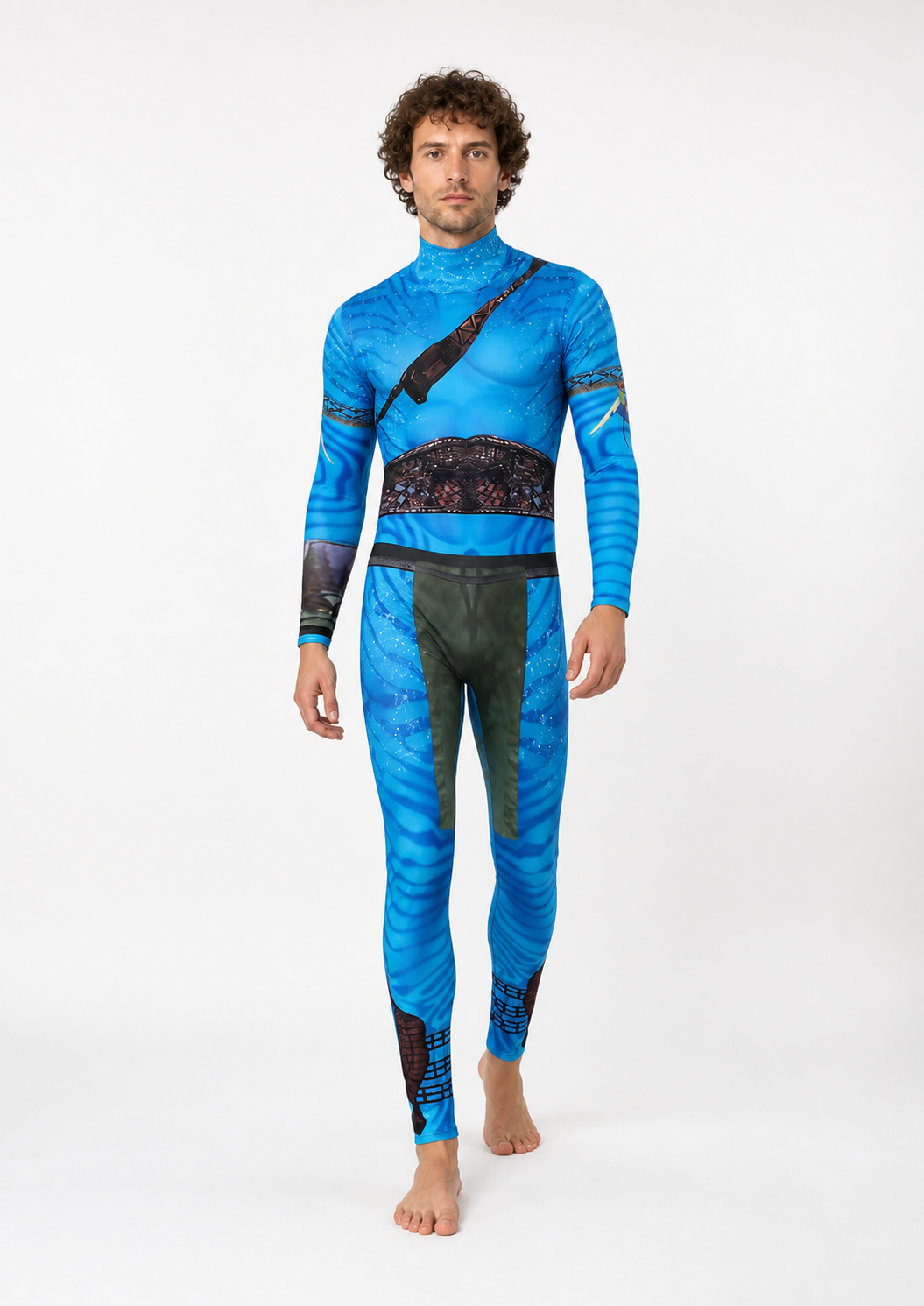 Avatar 3 Cosplay Jumpsuit, Blue, High Collar Costumes detail 2
