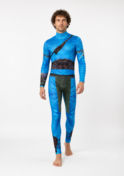 Avatar 3 Cosplay Jumpsuit, Blue, High Collar Costumes detail 2