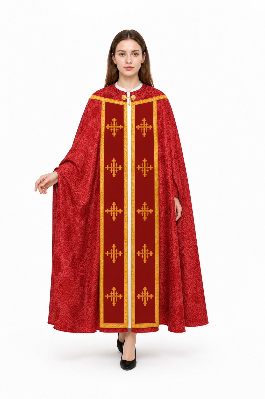 Red Chasuble with Gold Trim and Crosses product detail 2