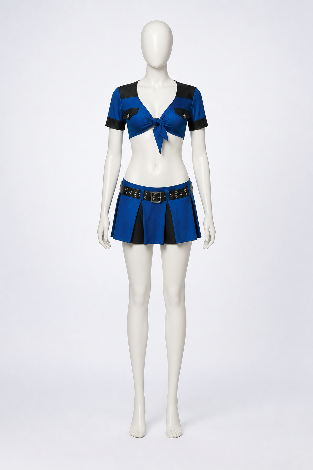 Short Police Costume with Skirt, Blue and Black Costumes detail 2