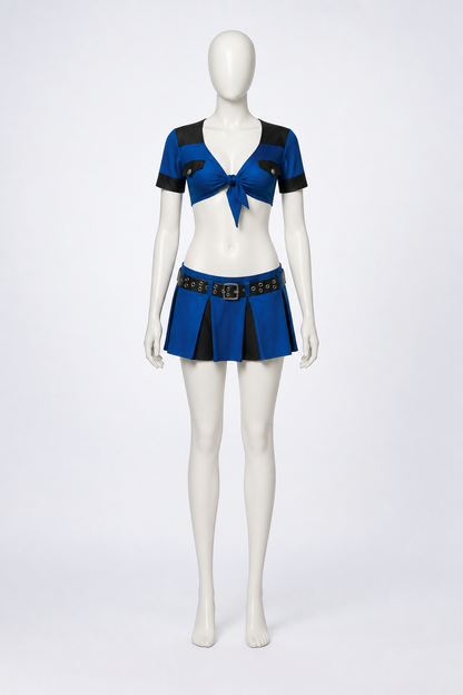 Short Police Costume with Skirt, Blue and Black Costumes detail 2