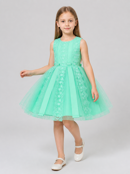 Fluffy Mint Tulle Dress with Floral Embroidery Costume Dresses detail 2