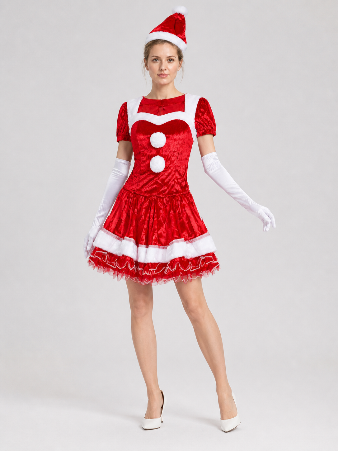 Christmas Costume with Dress, Hat, and Gloves
