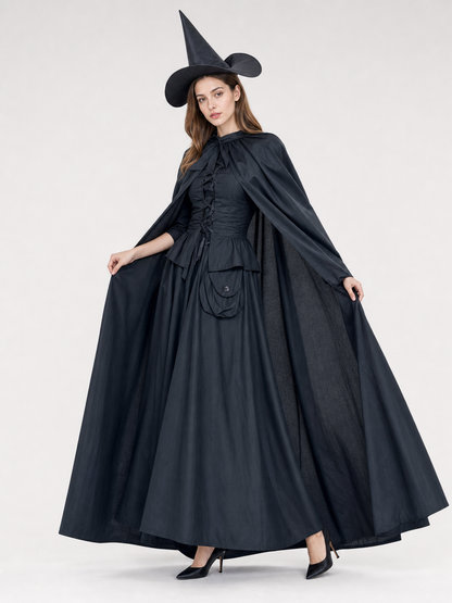 Witch Costume with Cloak and Pointed Hat