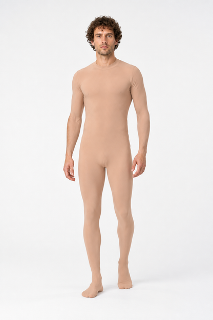 Skin-Tone Form-Fitting Jumpsuit with a High Collar product detail 2