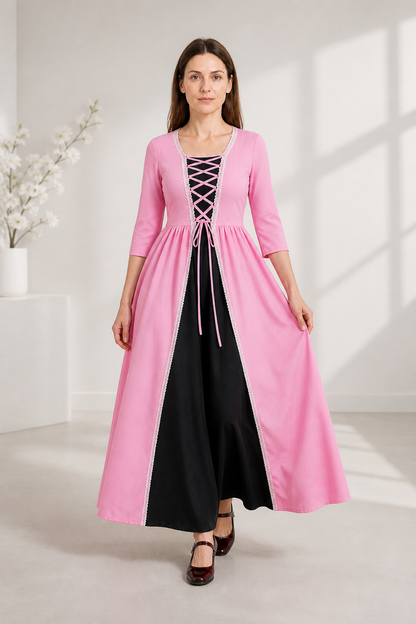 Medieval Princess Dress with White Trim and Lacing Costume Dresses detail 2