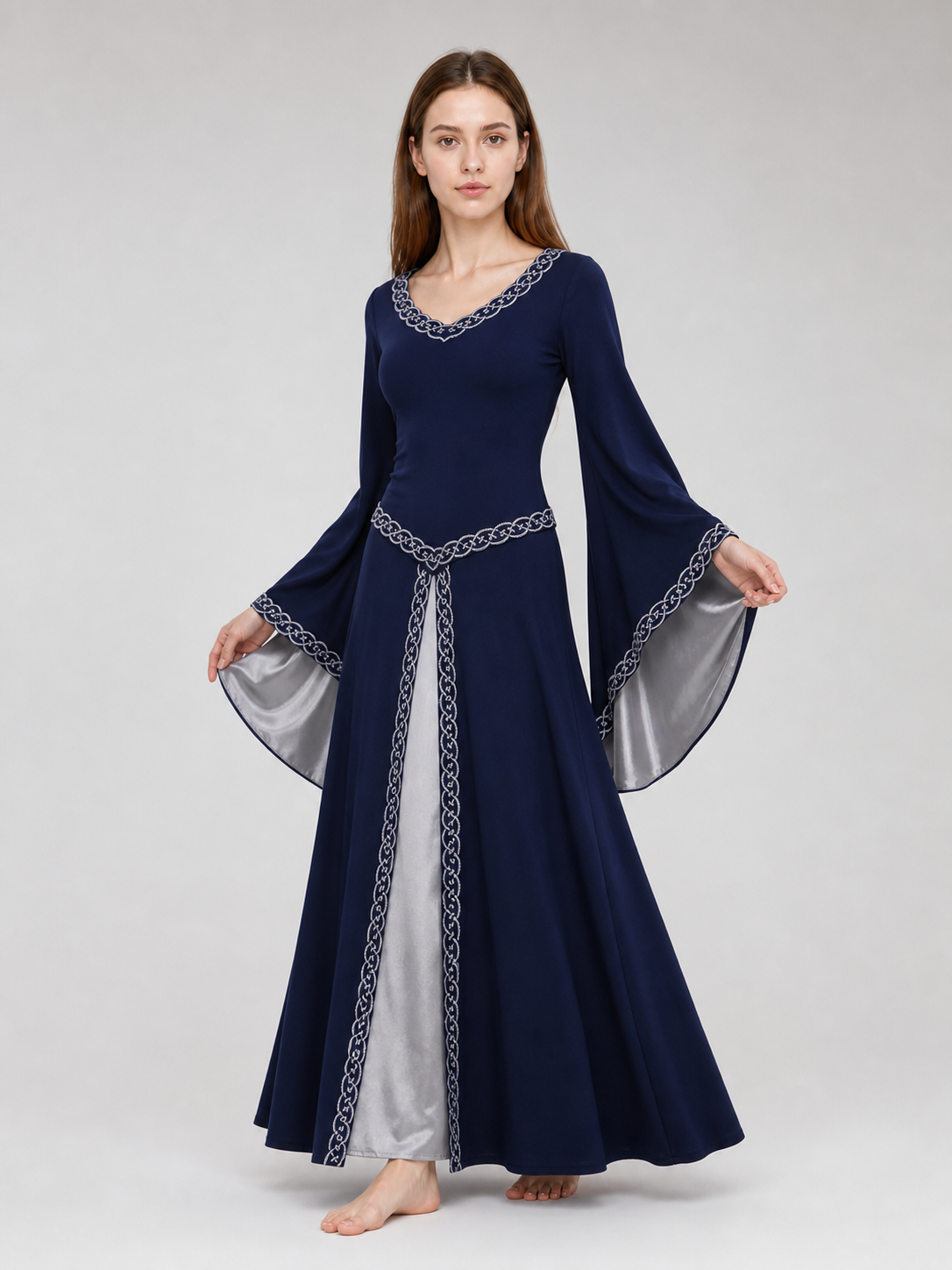 Long-Sleeve Medieval-Style Maxi Dress